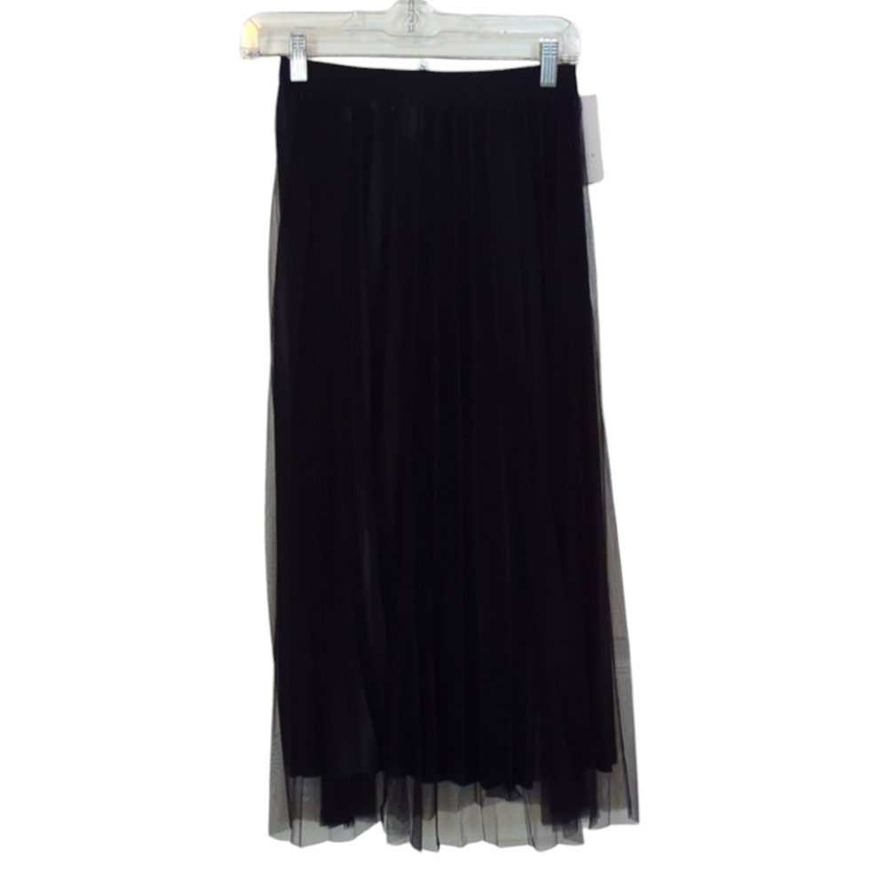 NWT NEW MIX MESH OVERLAY PLEAT MIDI SKIRT SMALL